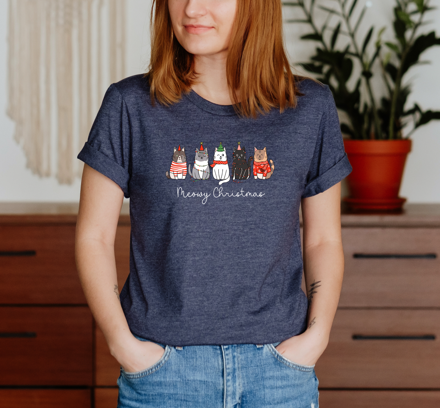 Meowy Christmas Cat Christmas T-Shirt