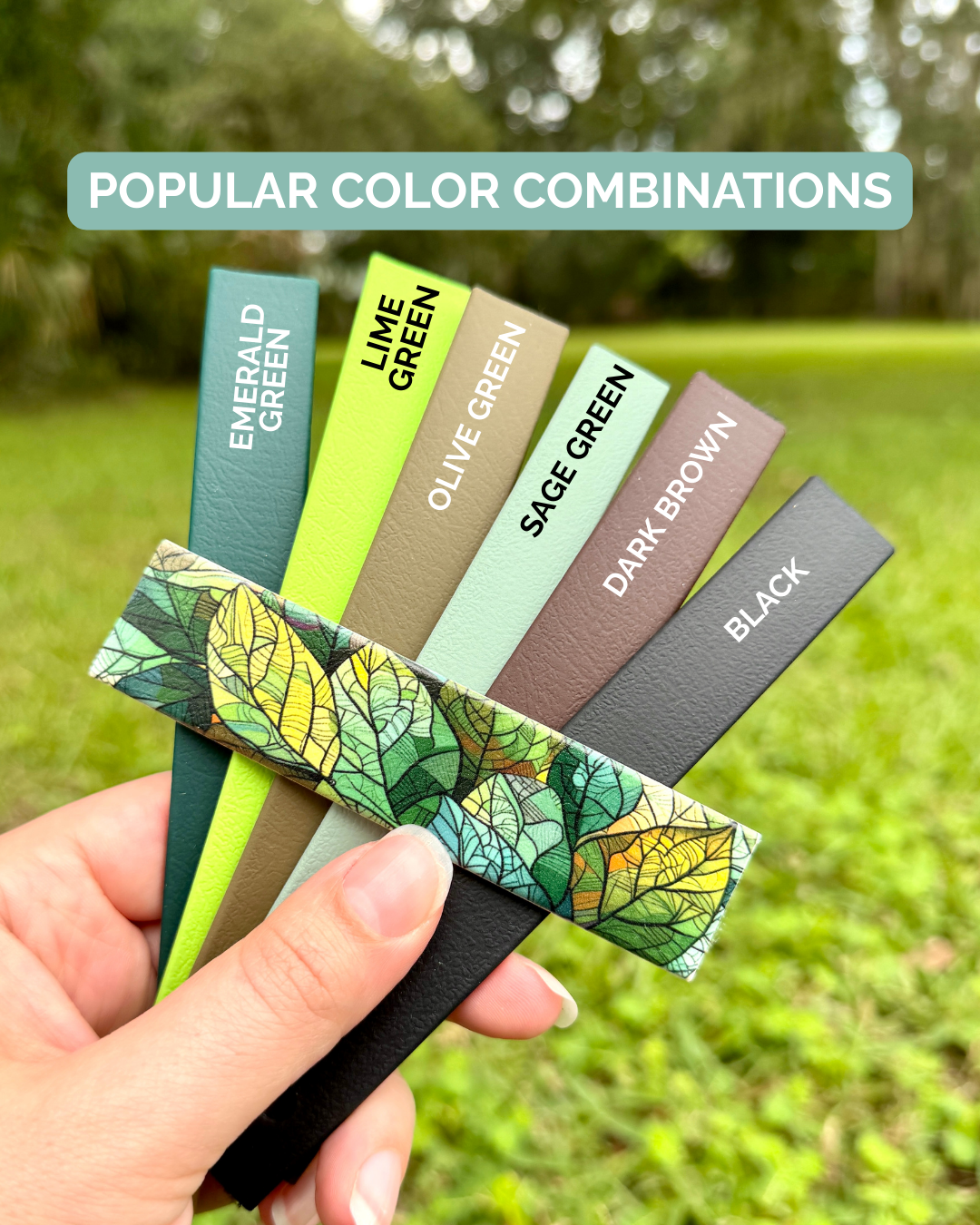Stained Glass Leaves: Printed Double Layer Biothane Dog Collar