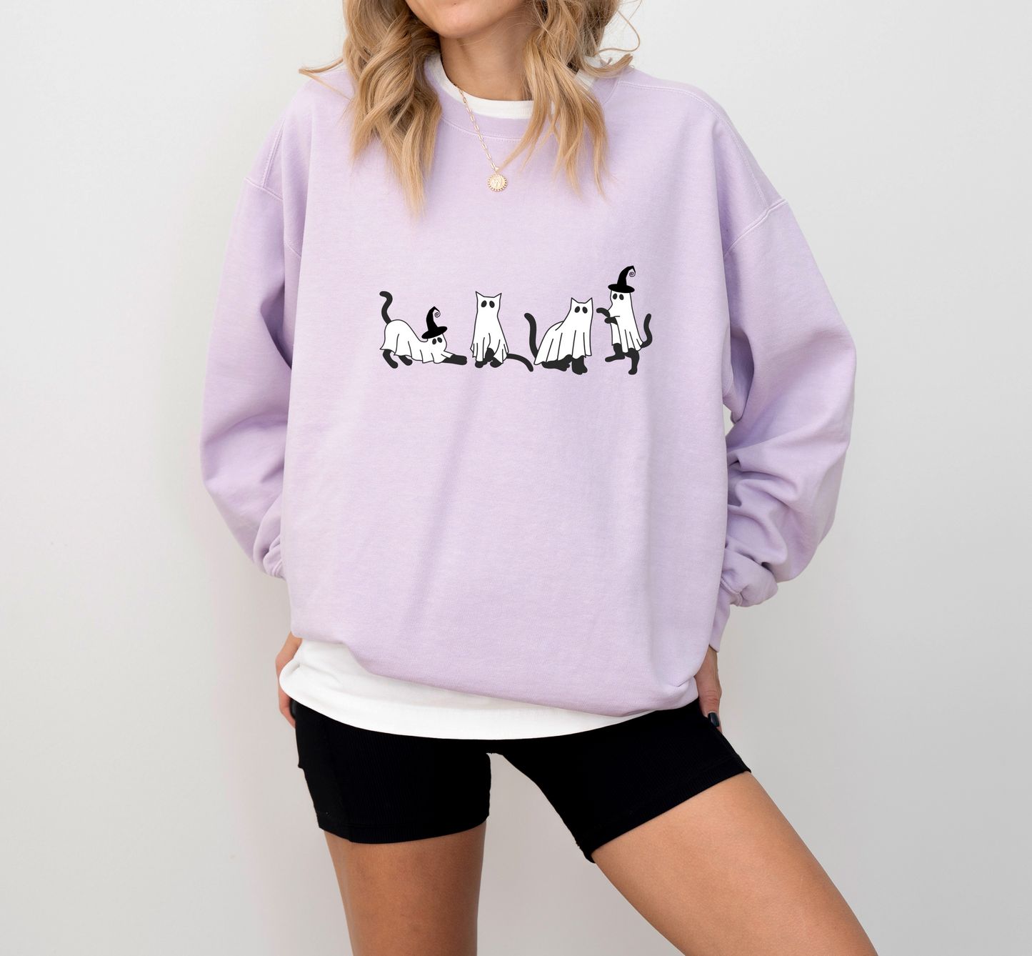 Ghost Cats Halloween Crewneck Sweatshirt
