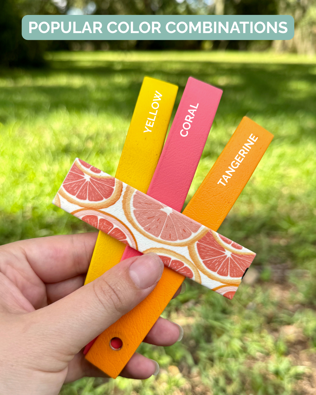 Grapefruit: Mini Printed Double Layer Biothane Dog Collar