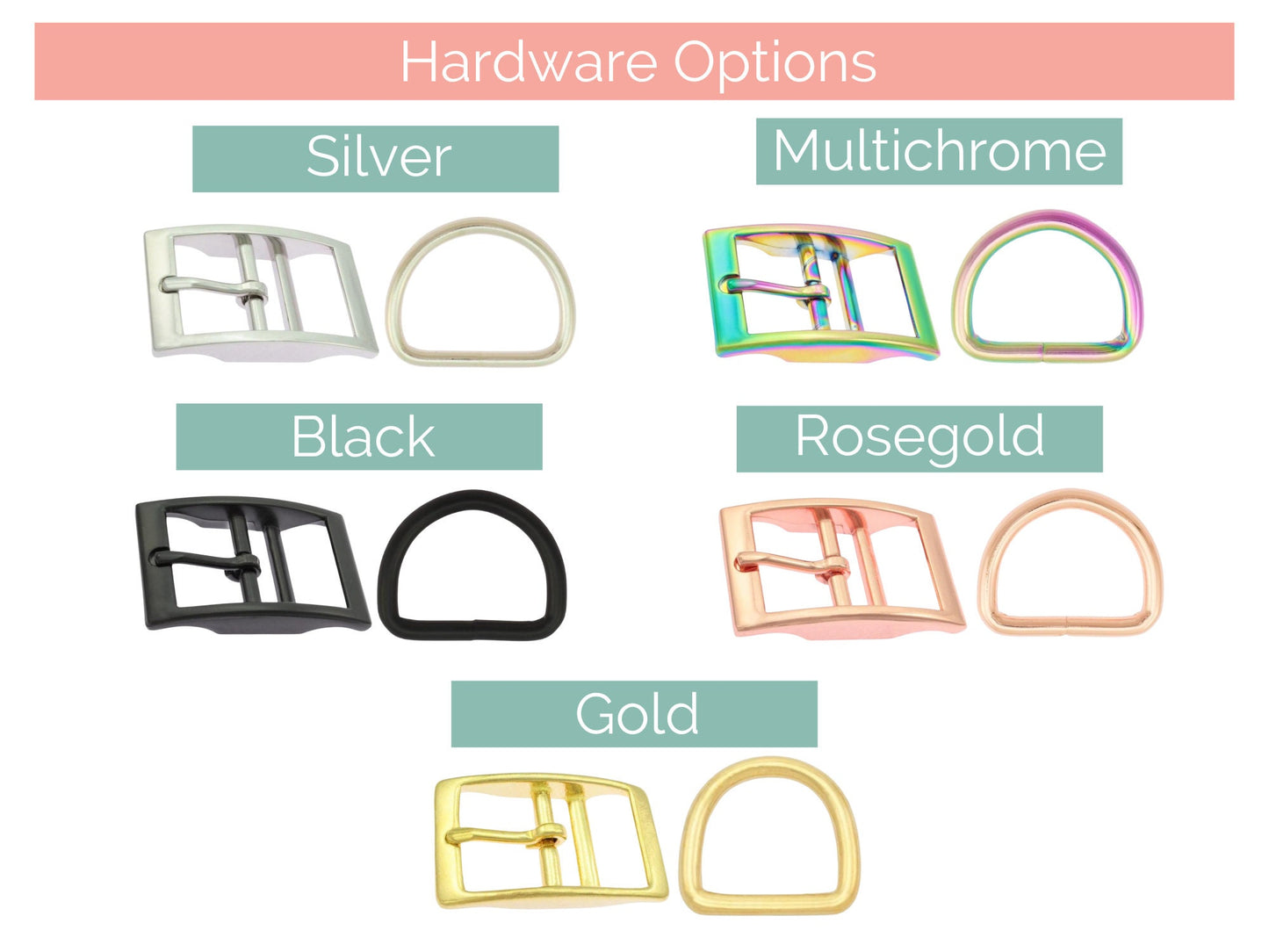Catahoula Creations Dog Collar Hardware Options Chart