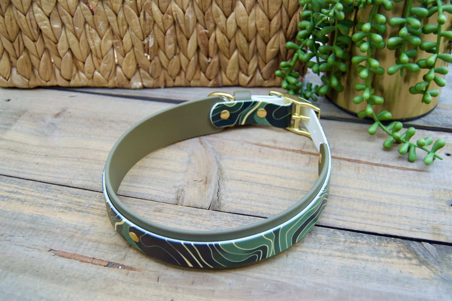 Green Topography: Printed Double Layer Biothane Dog Collar