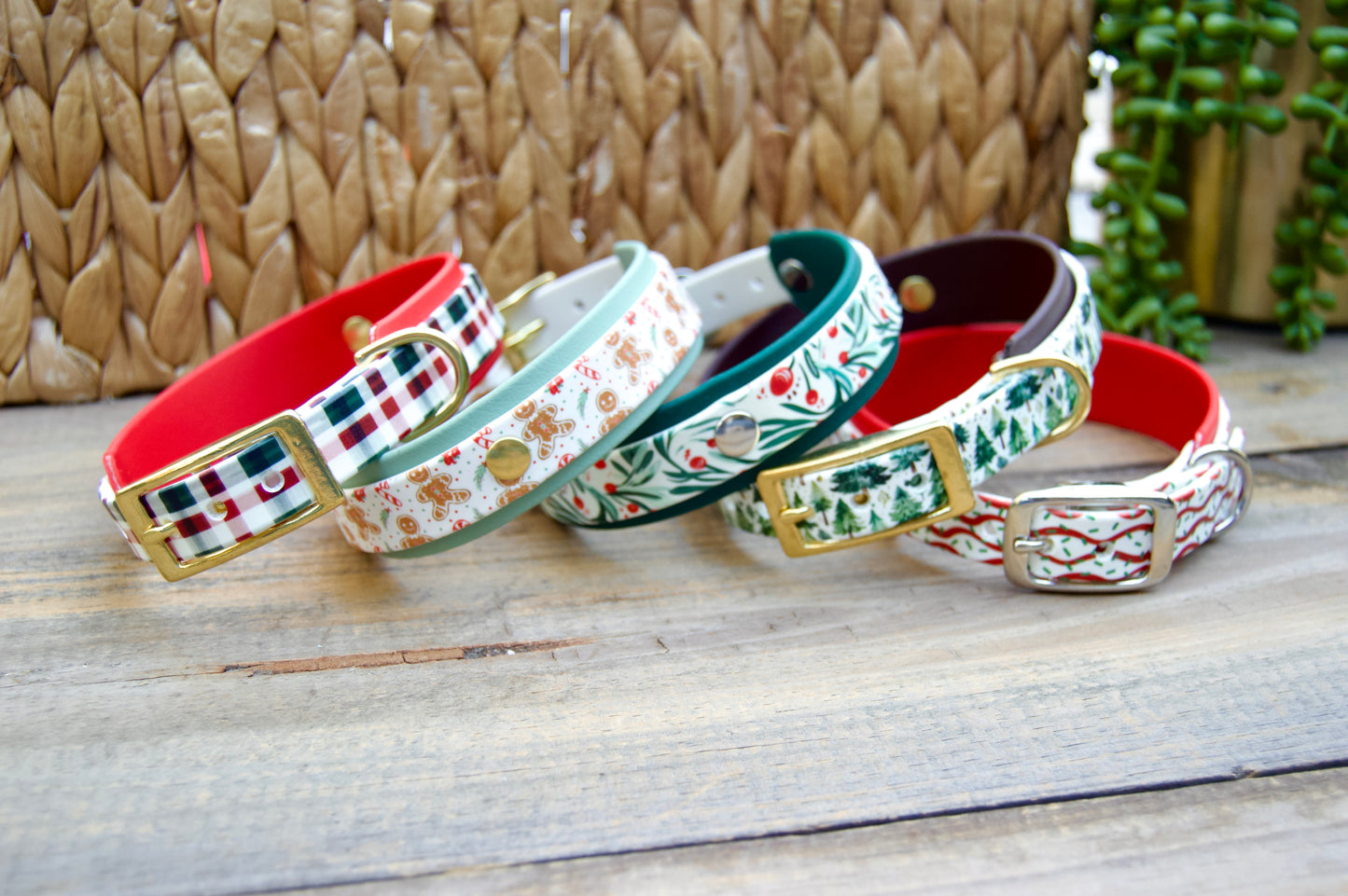 Winter Trees: Mini Printed Double Layer Biothane Dog Collar