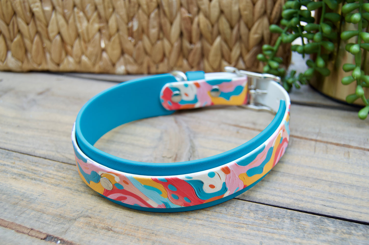 Paint Splatter: Printed Double Layer Biothane Dog Collar