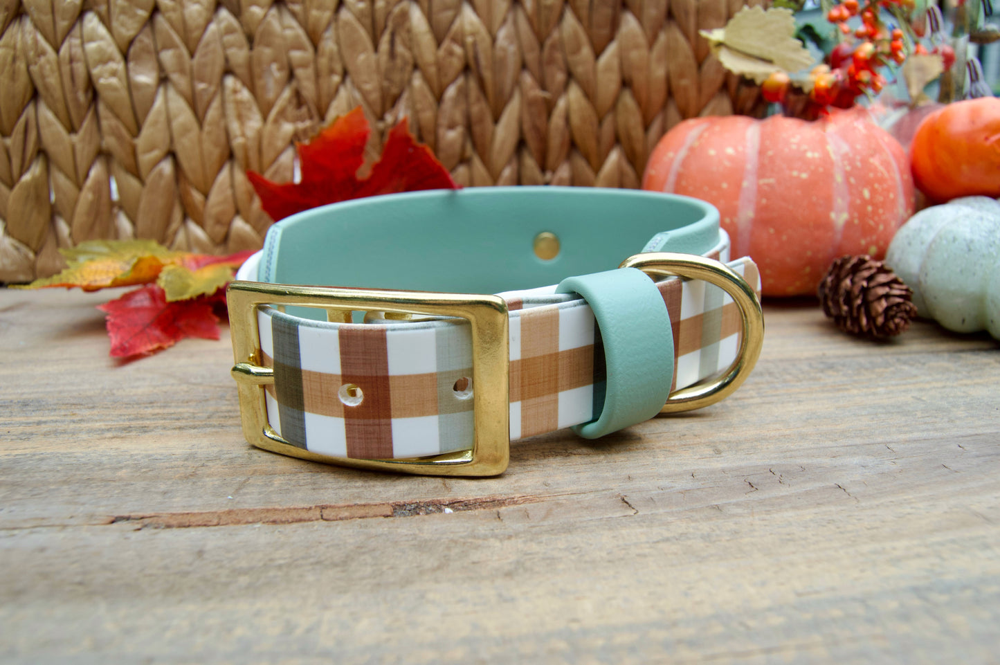 Fall Plaid: Printed Double Layer Biothane Dog Collar