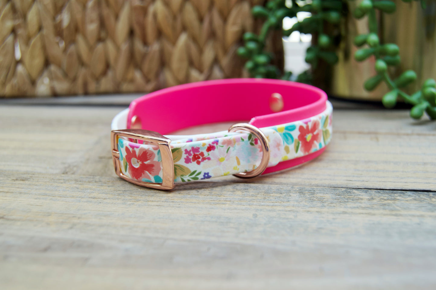 Floral: Mini Printed Double Layer Biothane Dog Collar