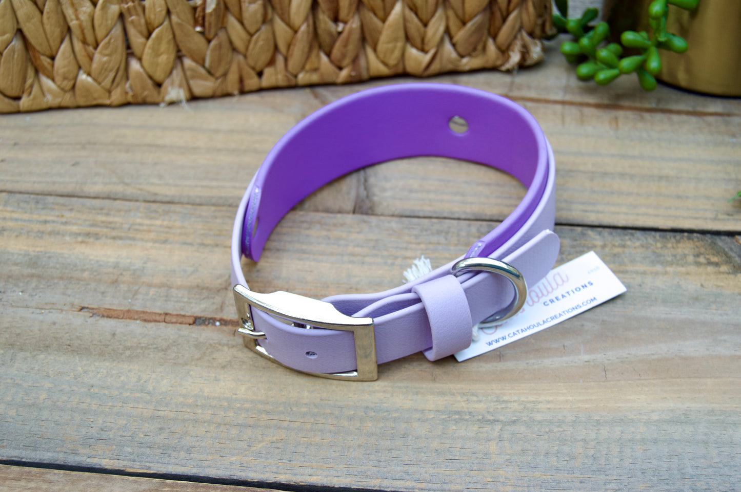 RTS Lilac and Amethyst Double Layer Biothane Dog Collar