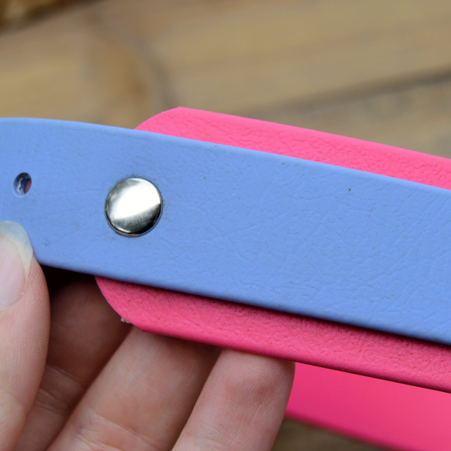 RTS *FLAWED* Periwinkle and Raspberry Double Layer Biothane Dog Collar
