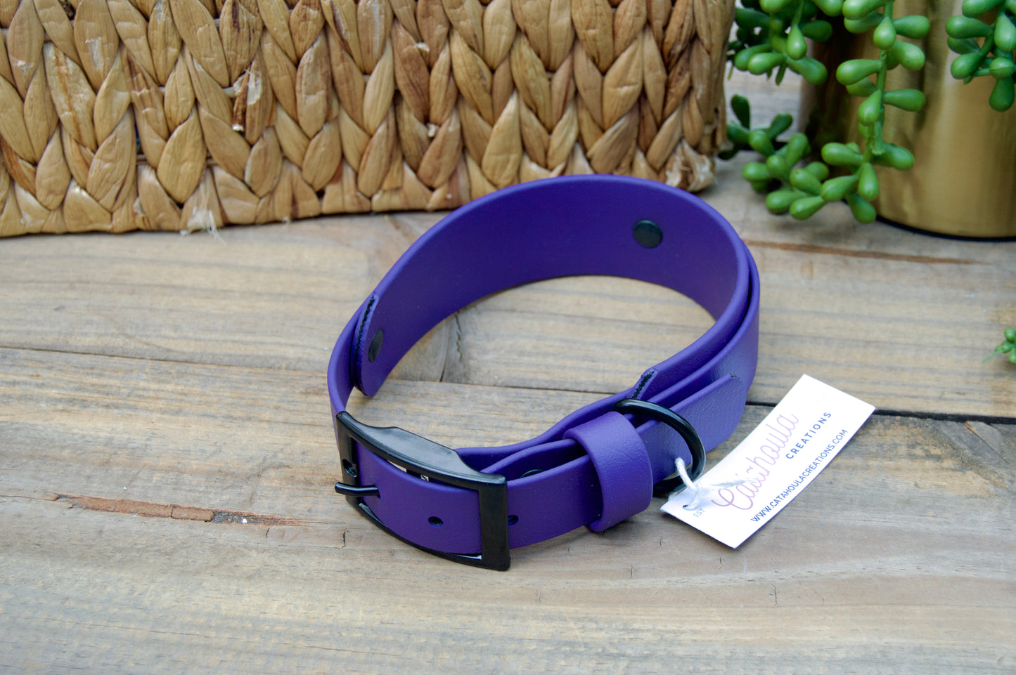 RTS 13-16 INCH Purple Double Layer Biothane Dog Collar