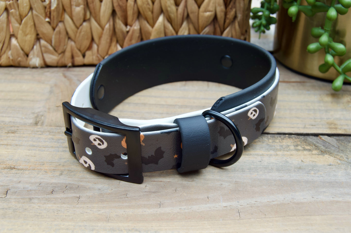 Jack-O-Lantern: Halloween Printed Double Layer Biothane Dog Collar