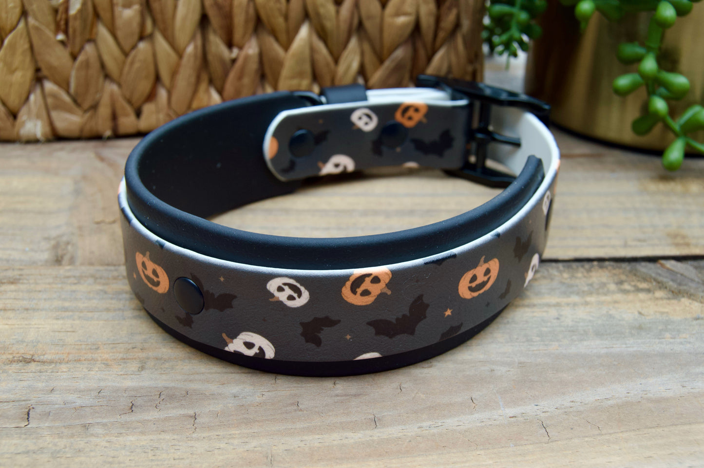 Jack-O-Lantern: Halloween Printed Double Layer Biothane Dog Collar