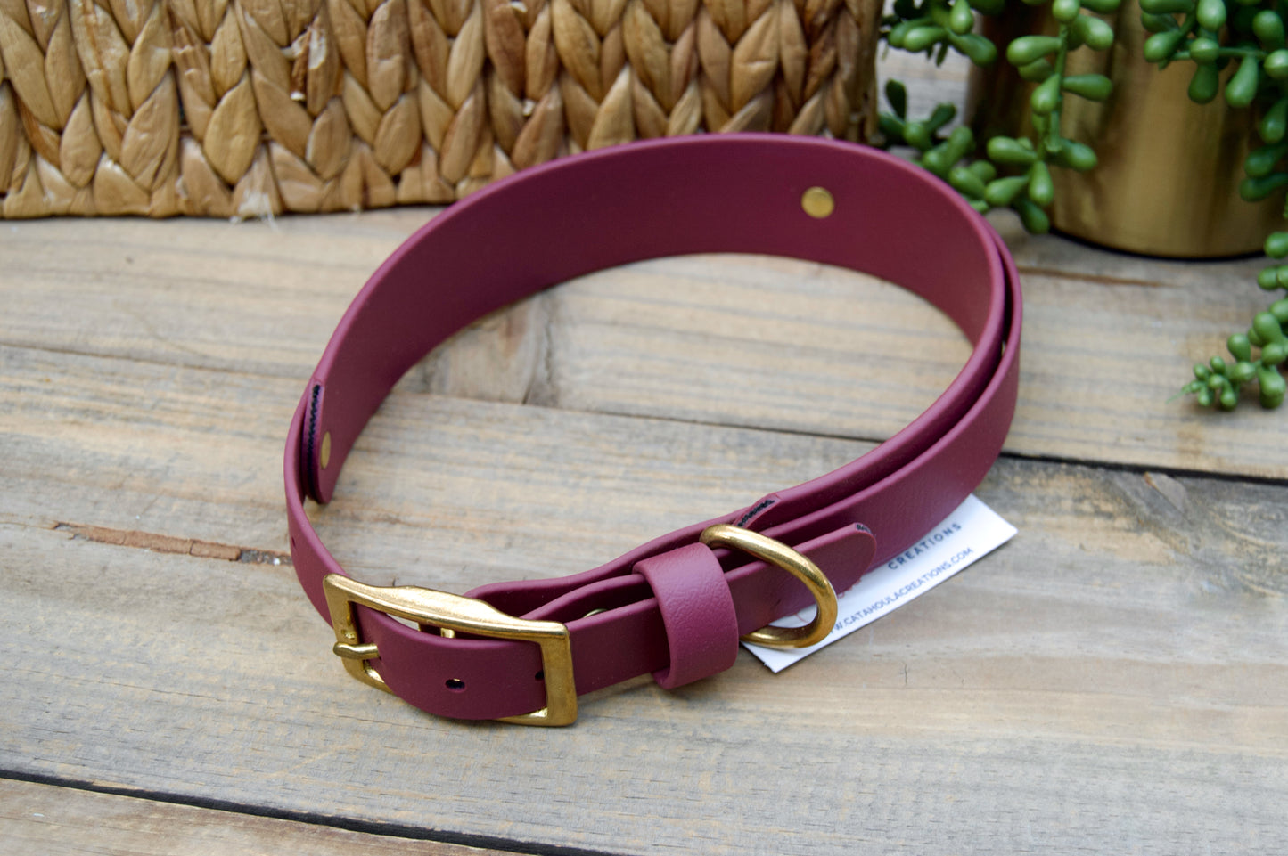 RTS 19-22 INCH Burgundy Double Layer Biothane Dog Collar
