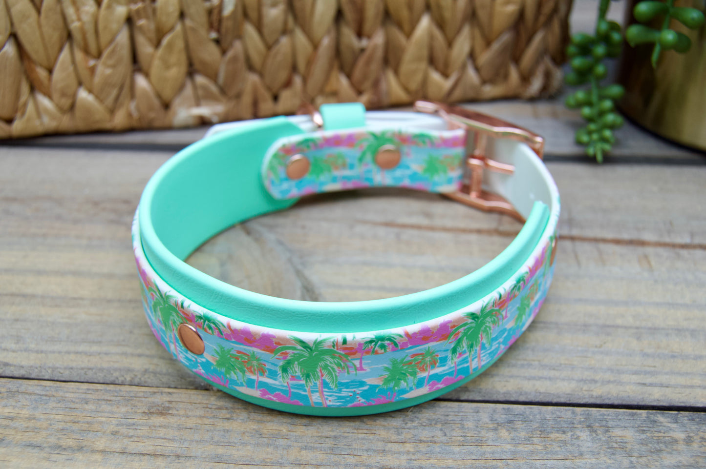 Palm: Printed Double Layer Biothane Dog Collar