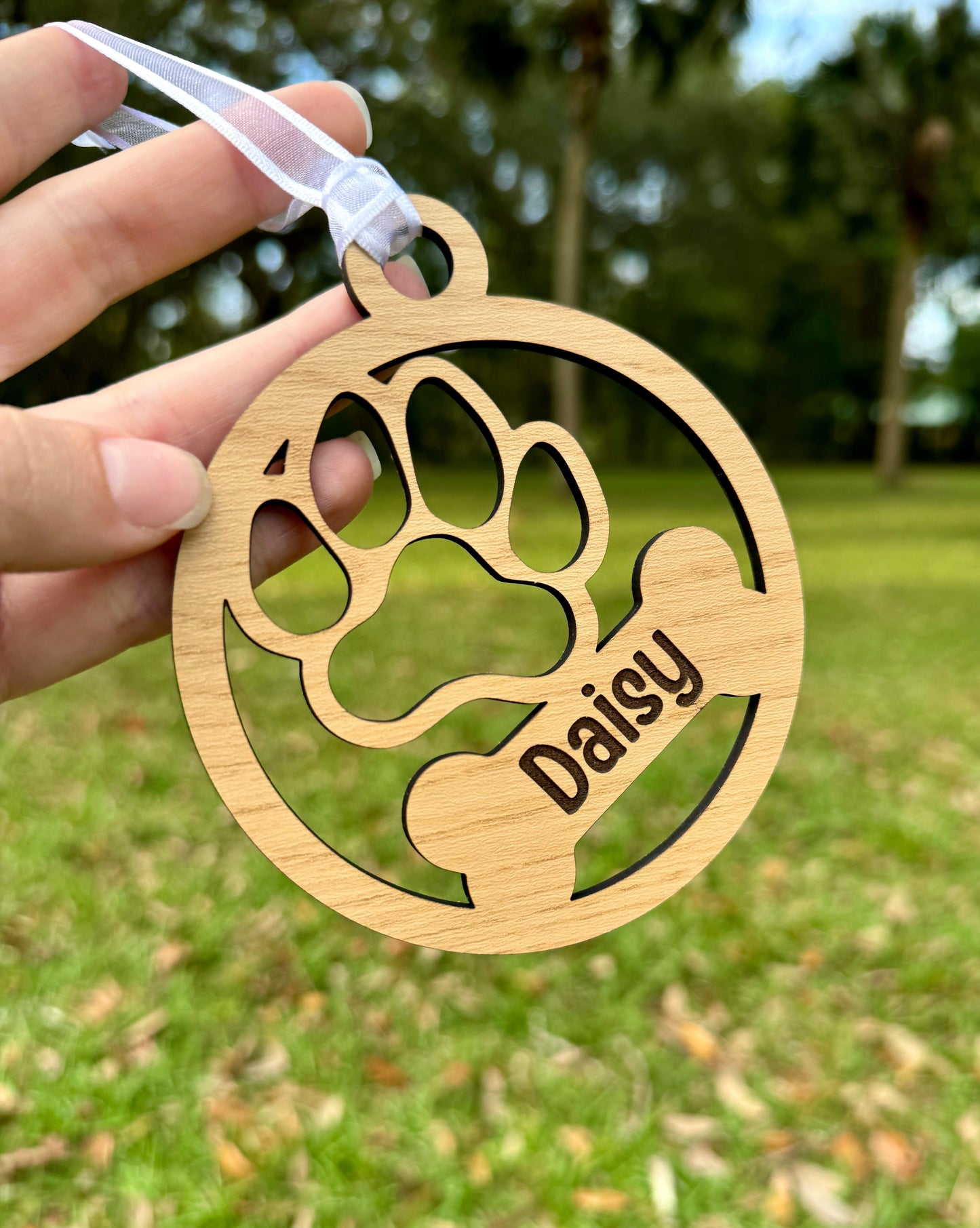 Circle Cutout Custom Pet Name Christmas Ornament