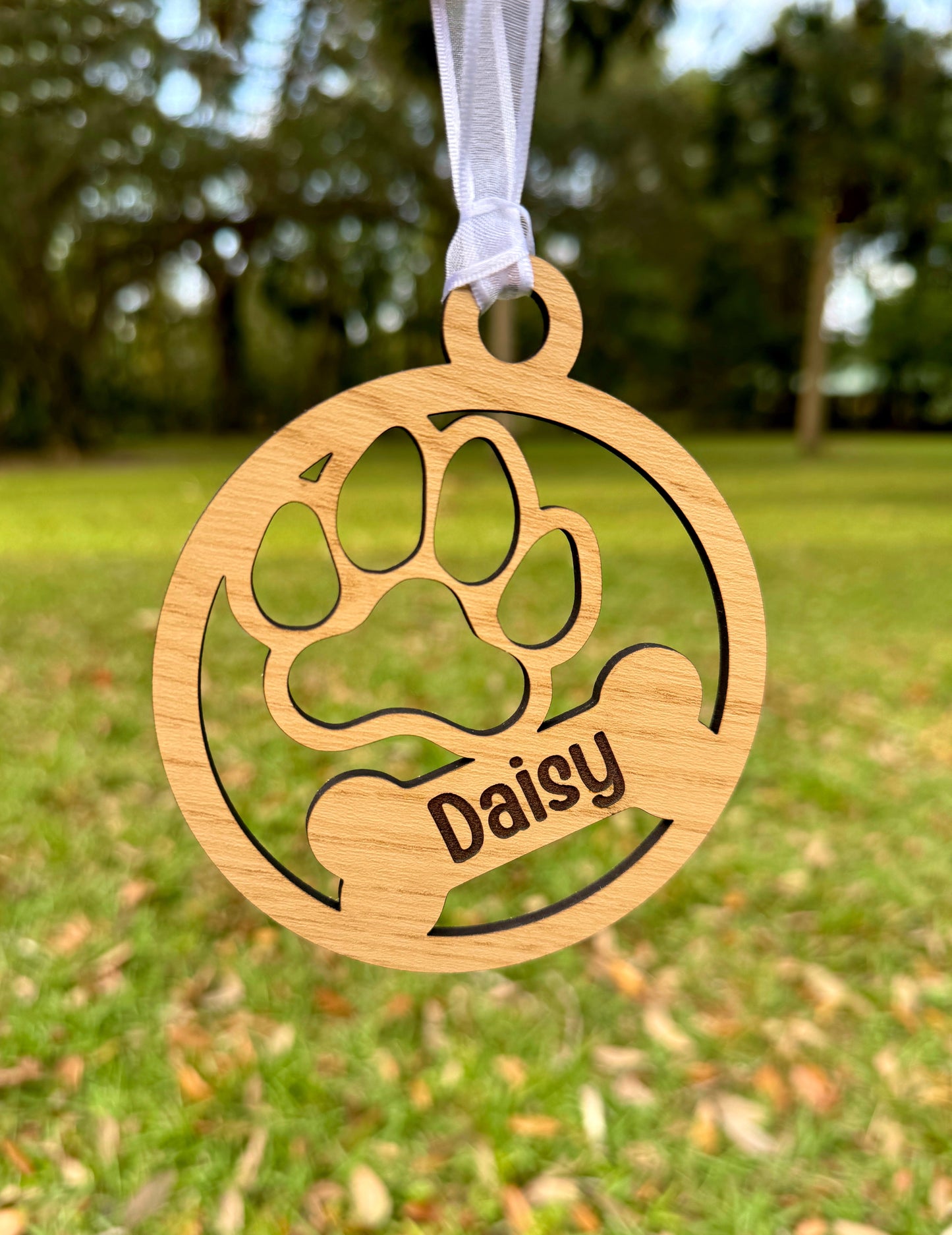 Circle Cutout Custom Pet Name Christmas Ornament