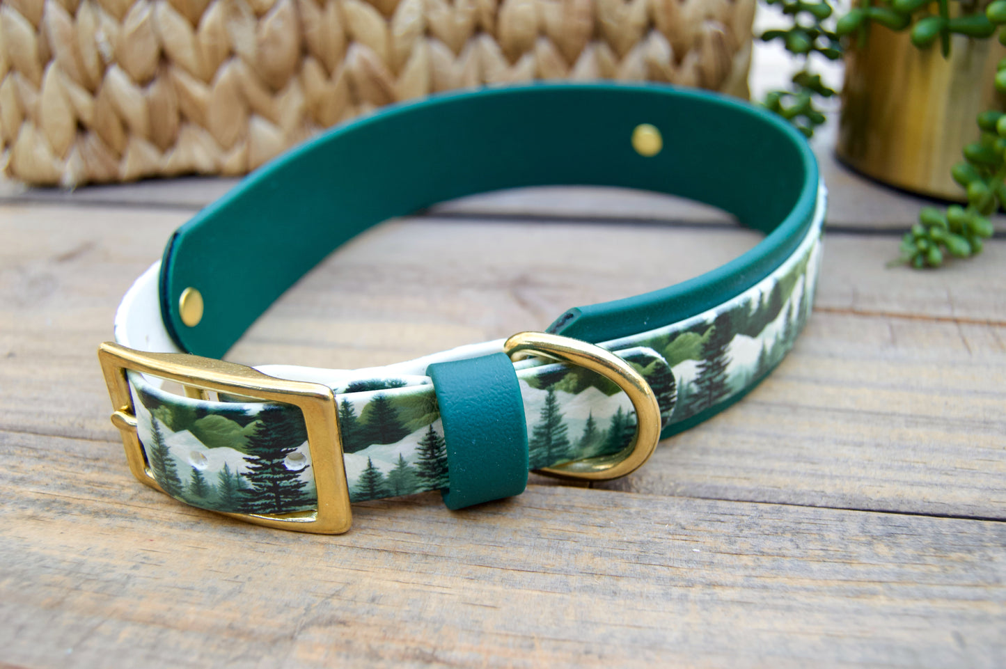 Forest: Printed Double Layer Biothane Dog Collar