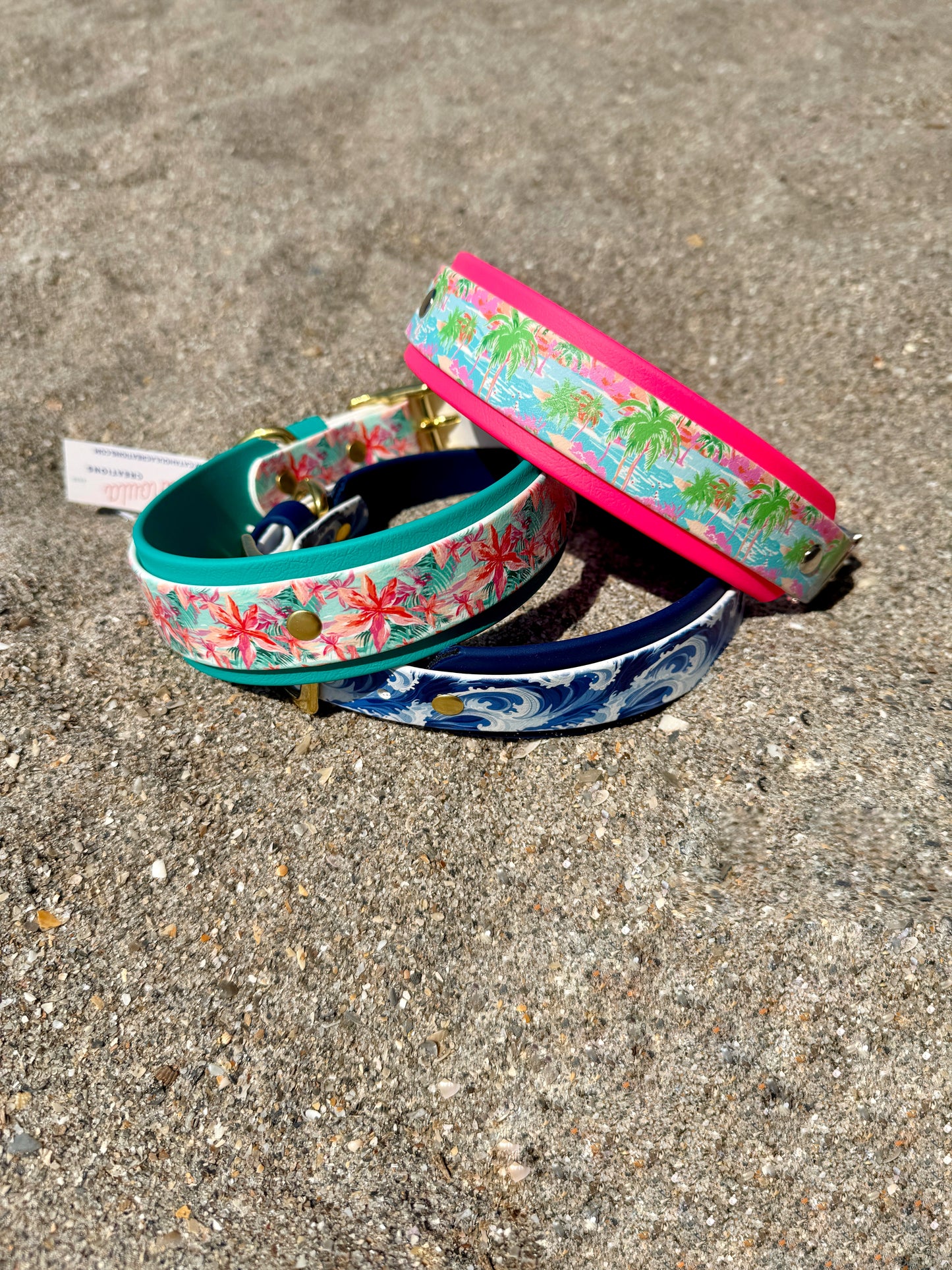 Island: Printed Double Layer Biothane Dog Collar