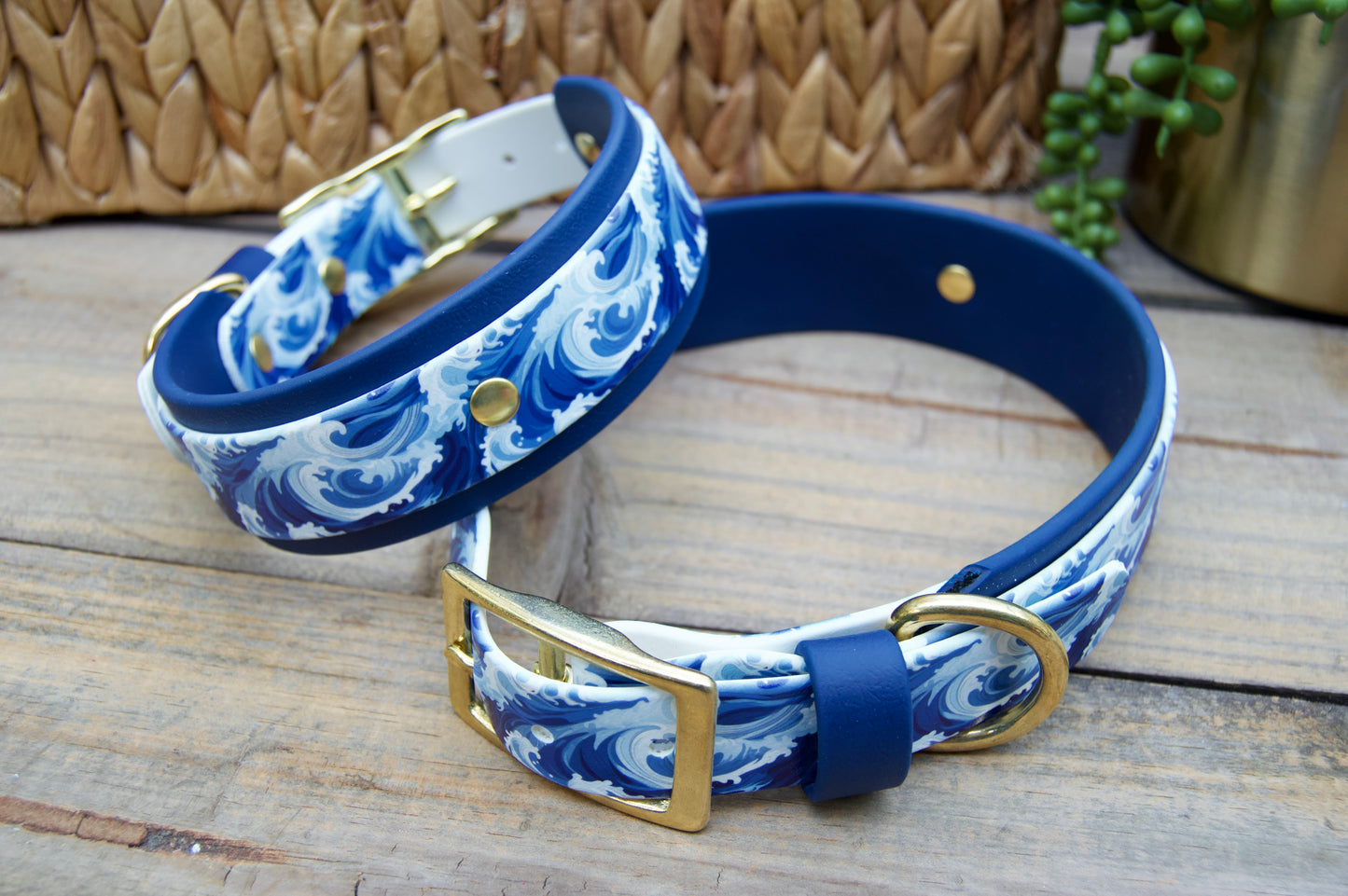 Ocean: Printed Double Layer Biothane Dog Collar