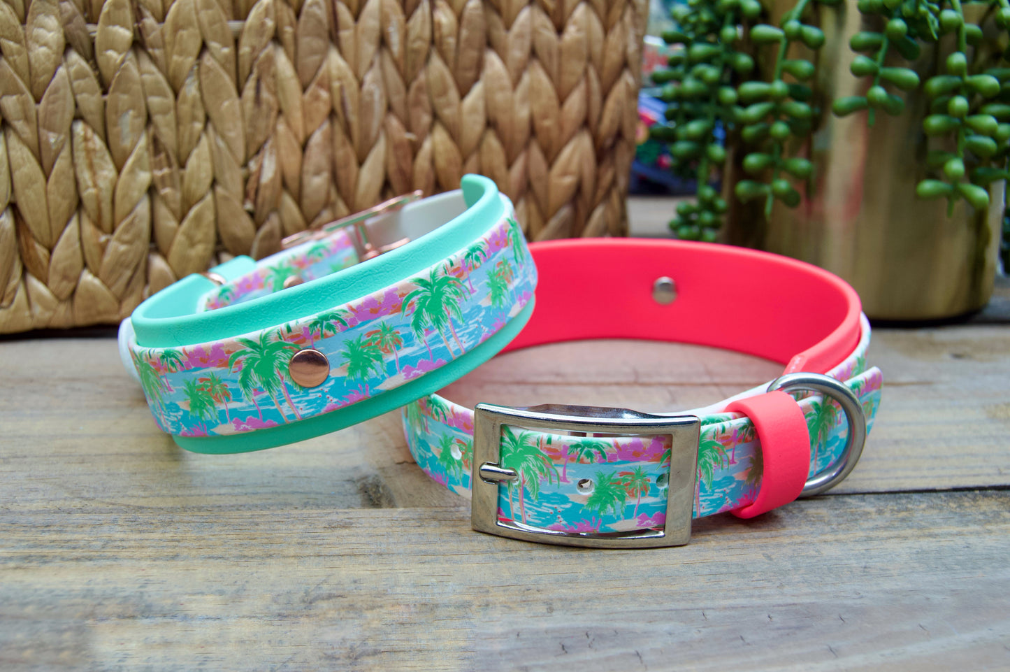 Palm: Printed Double Layer Biothane Dog Collar