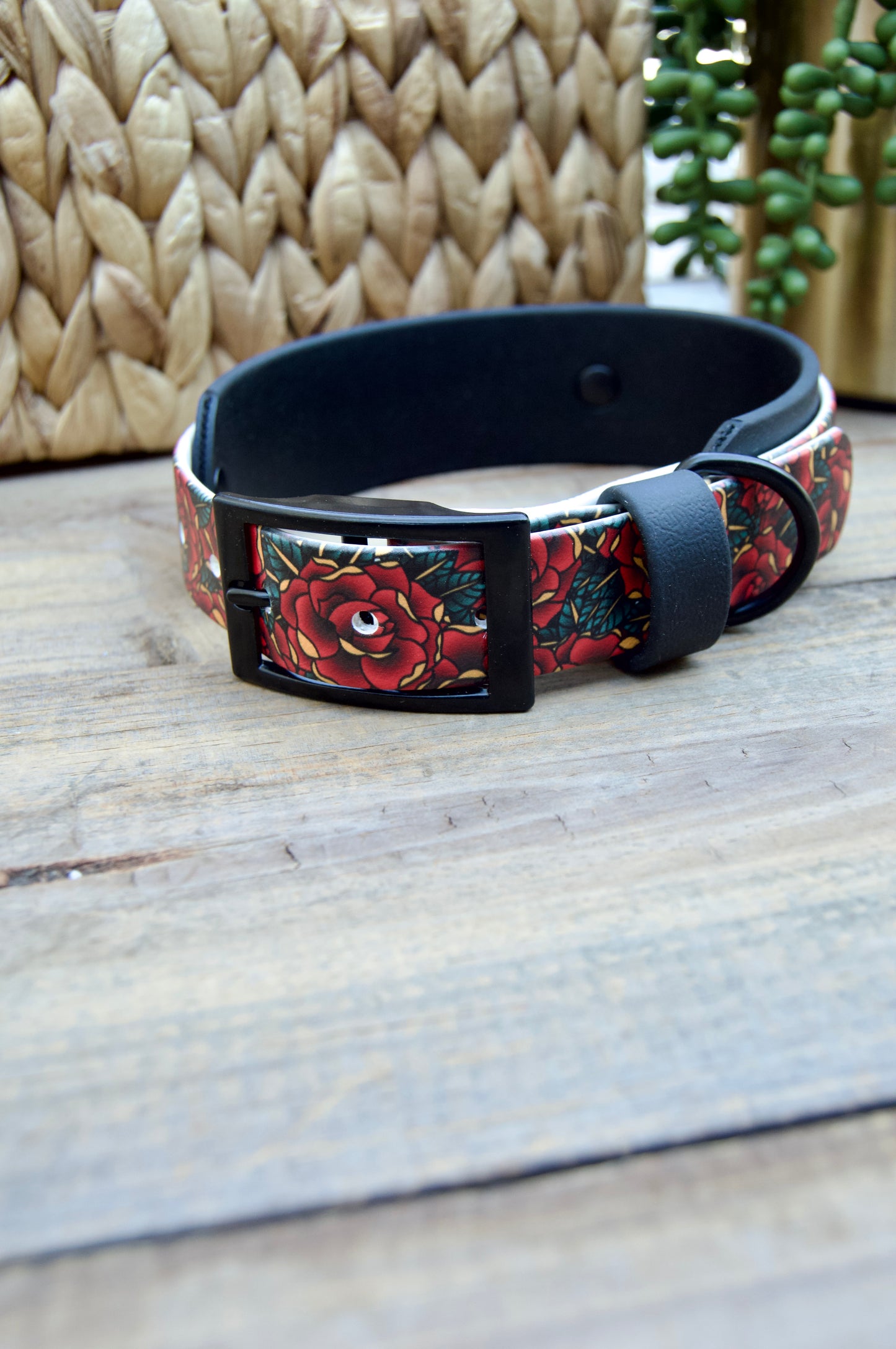 Roses: Printed Double Layer Biothane Dog Collar