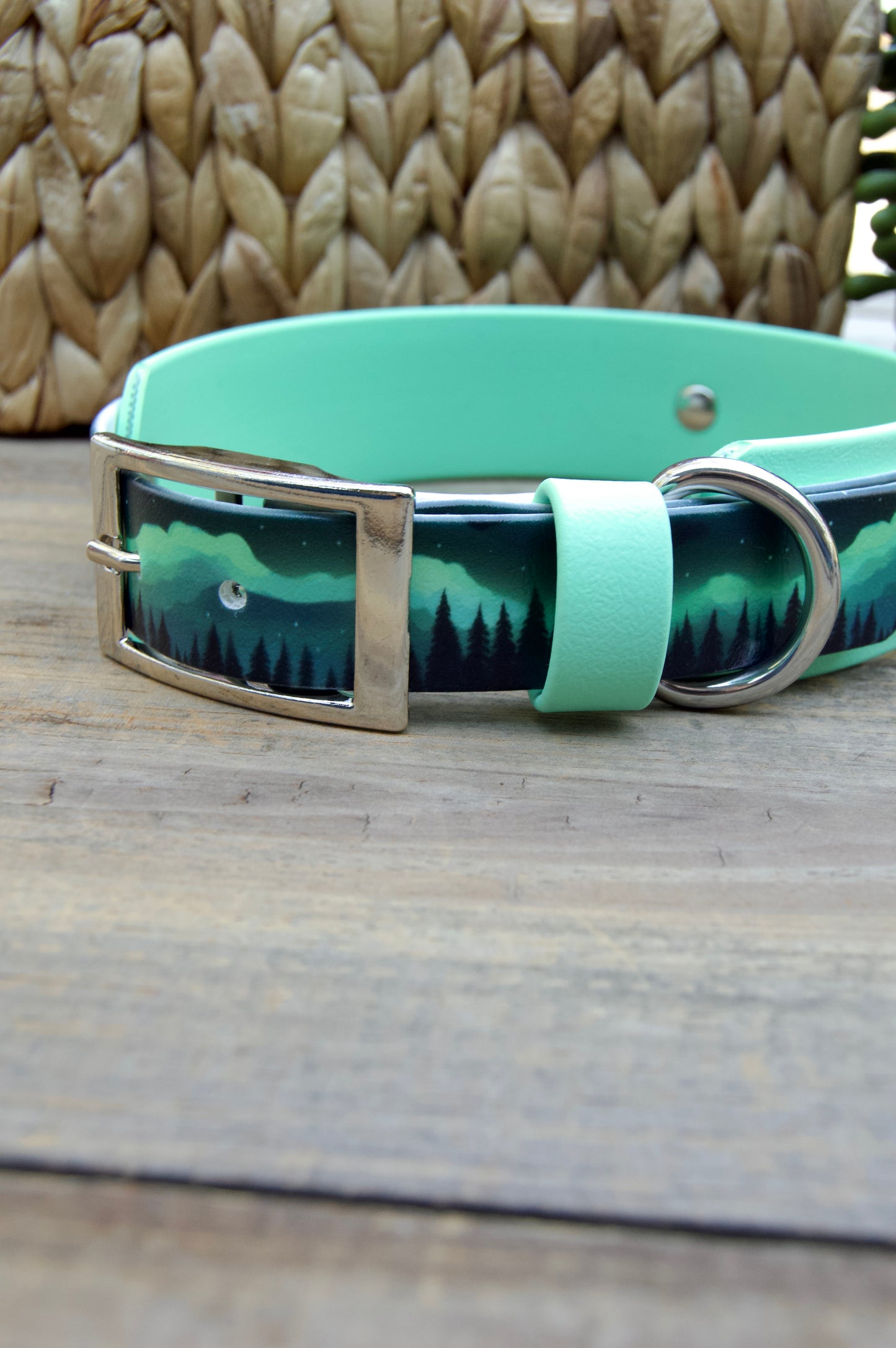 Northern Lights: Printed Double Layer Biothane Dog Collar