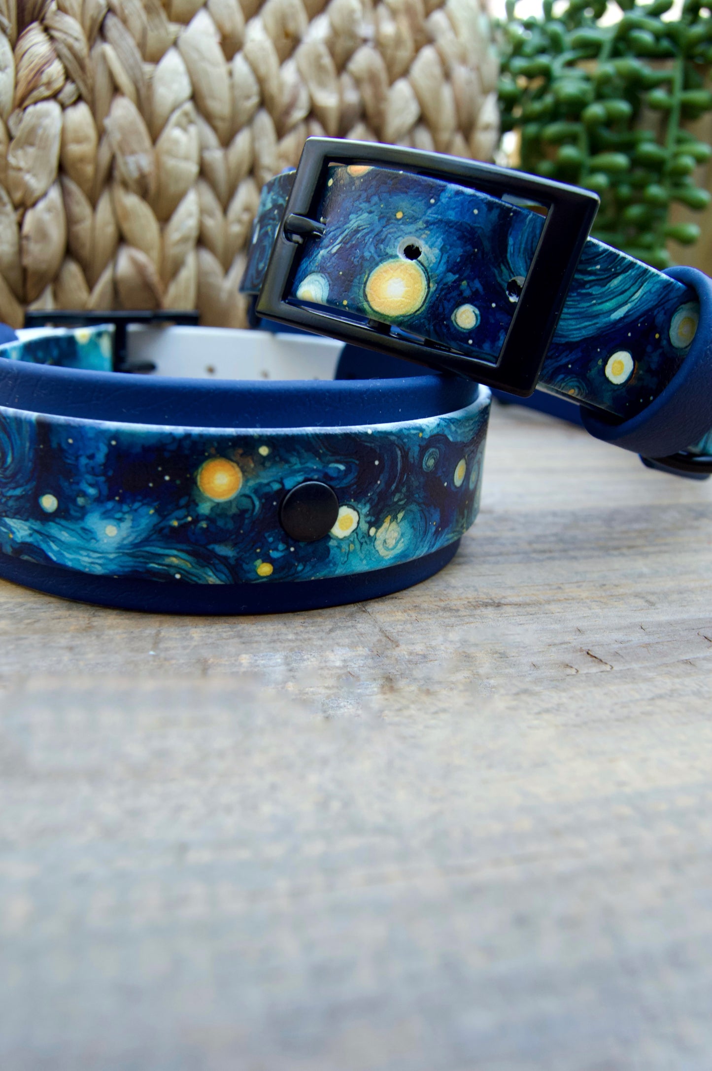 Starry Night: Printed Double Layer Biothane Dog Collar