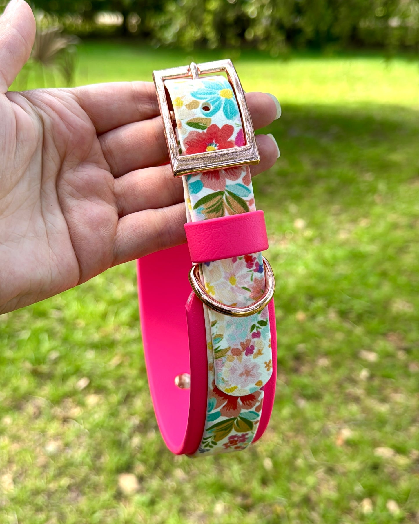 Floral: Printed Double Layer Biothane Dog Collar