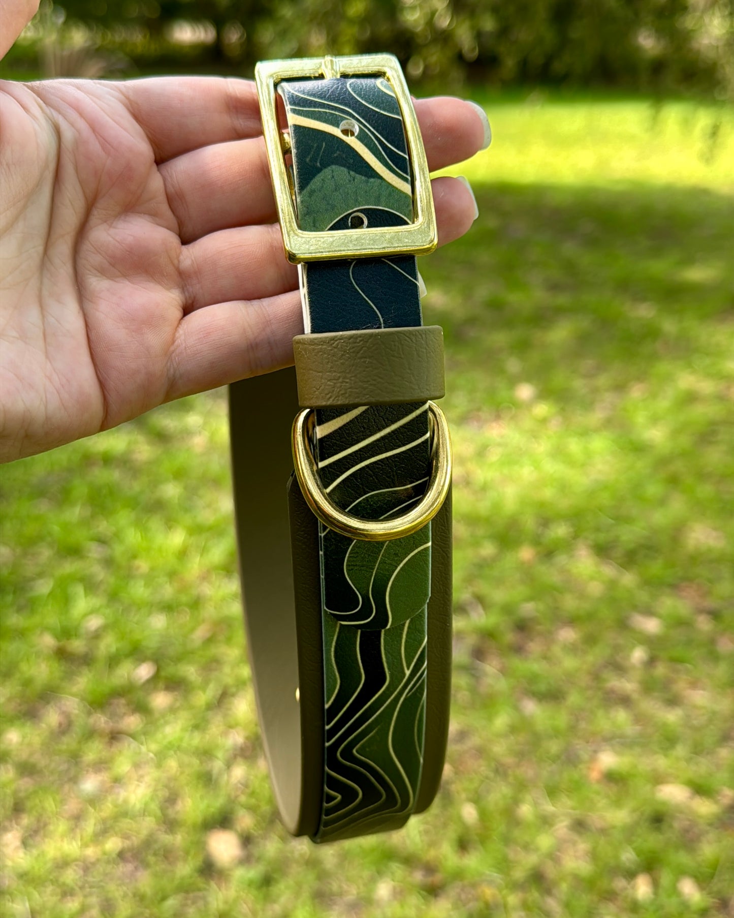 Green Topography: Printed Double Layer Biothane Dog Collar