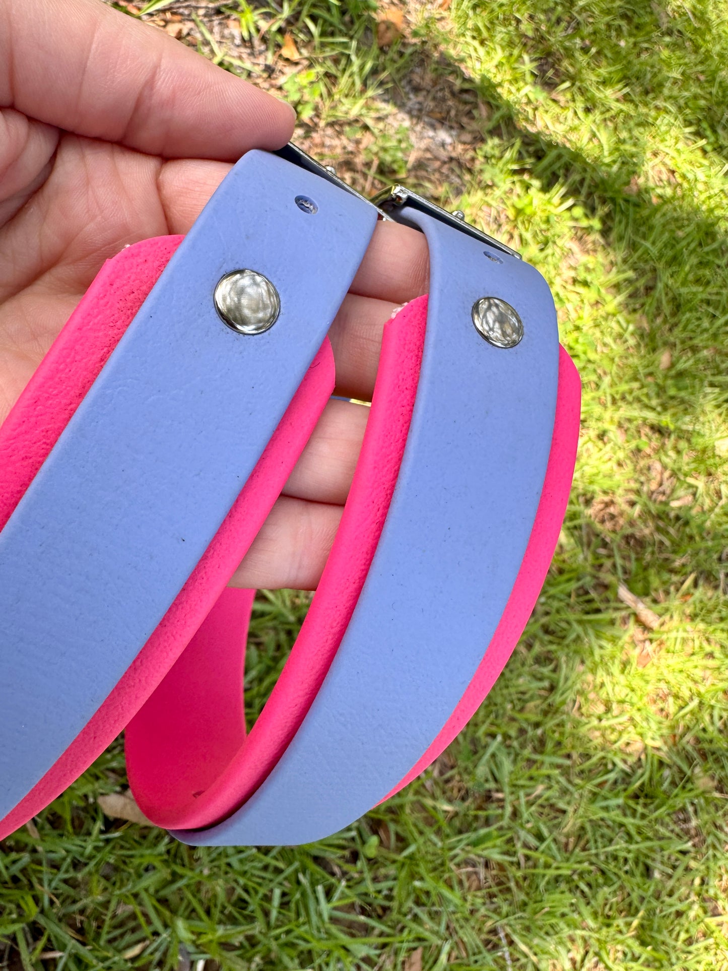 RTS *FLAWED* Periwinkle and Raspberry Double Layer Biothane Dog Collar