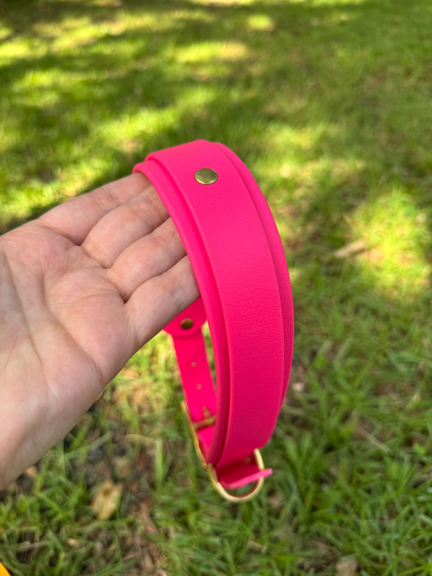RTS 19-22 INCH Raspberry Double Layer Biothane Dog Collar