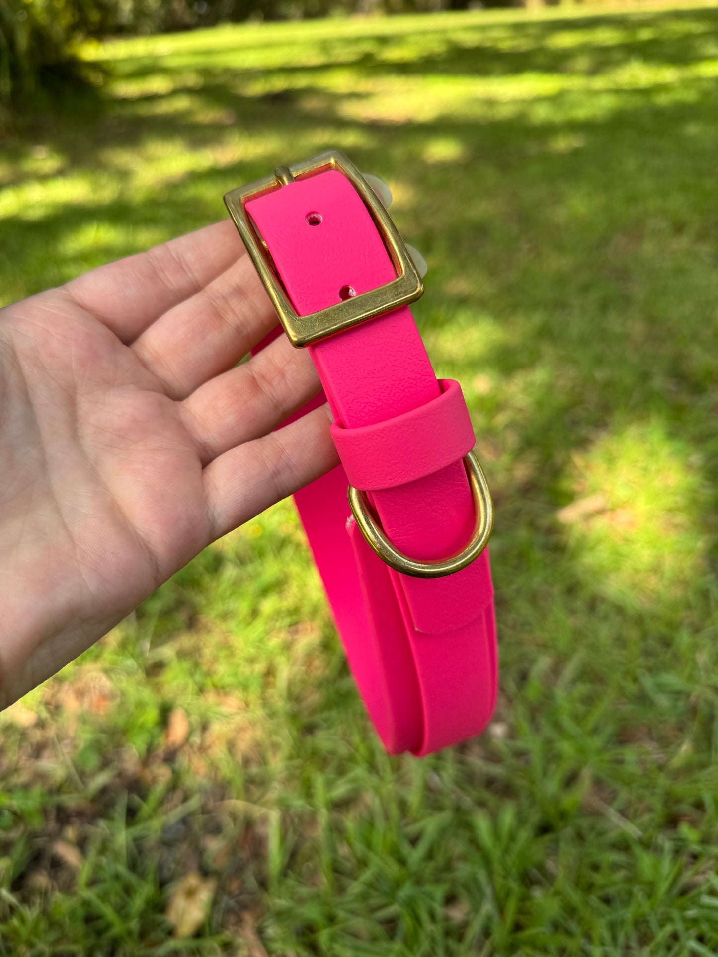 RTS 19-22 INCH Raspberry Double Layer Biothane Dog Collar