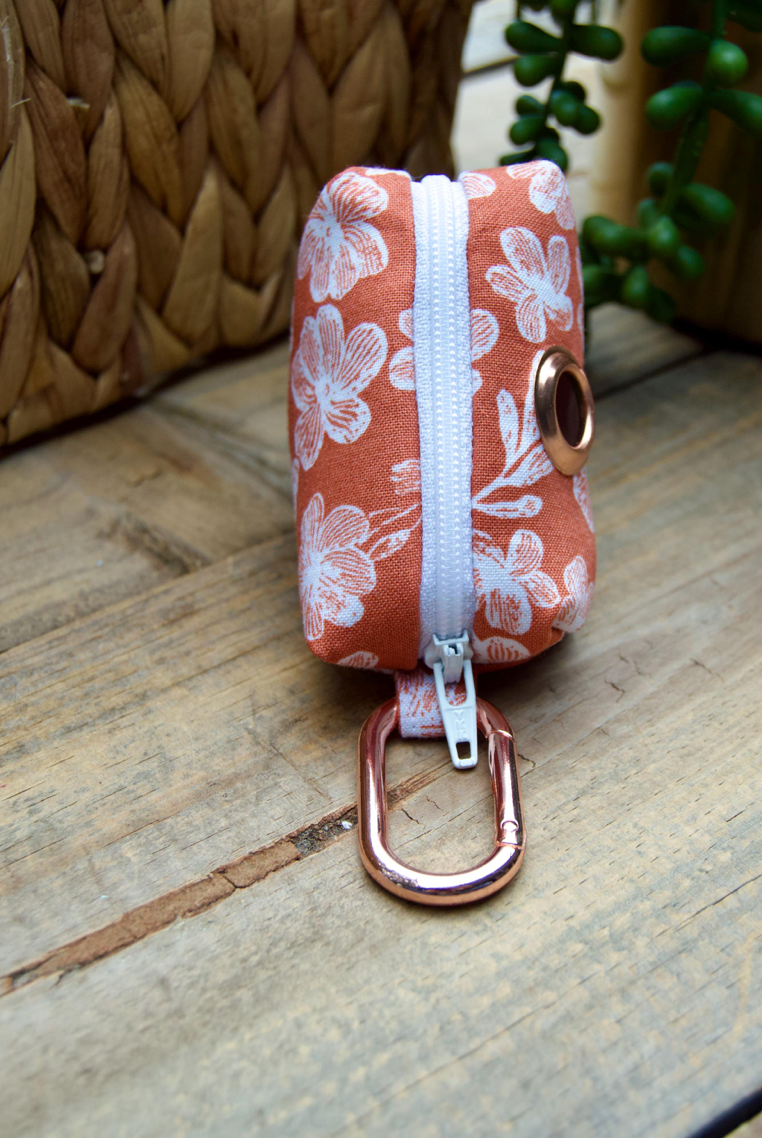 BLOSSOM: Coral Cherry Blossom Floral Dog Poop Bag Holder