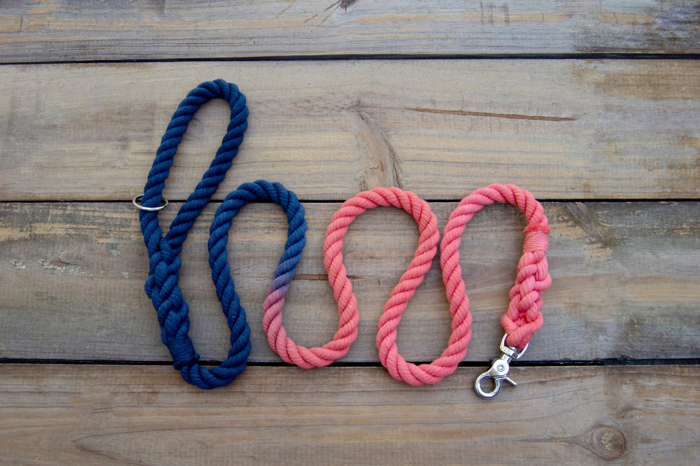 RTS: 1/2IN 5FT Navy-Coral Rope Dog Leash