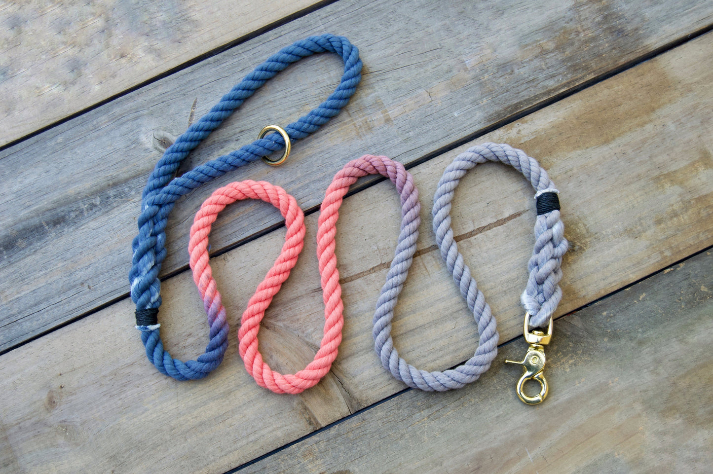 DUSK: Navy, Coral, and Grey Rope Dog Leash