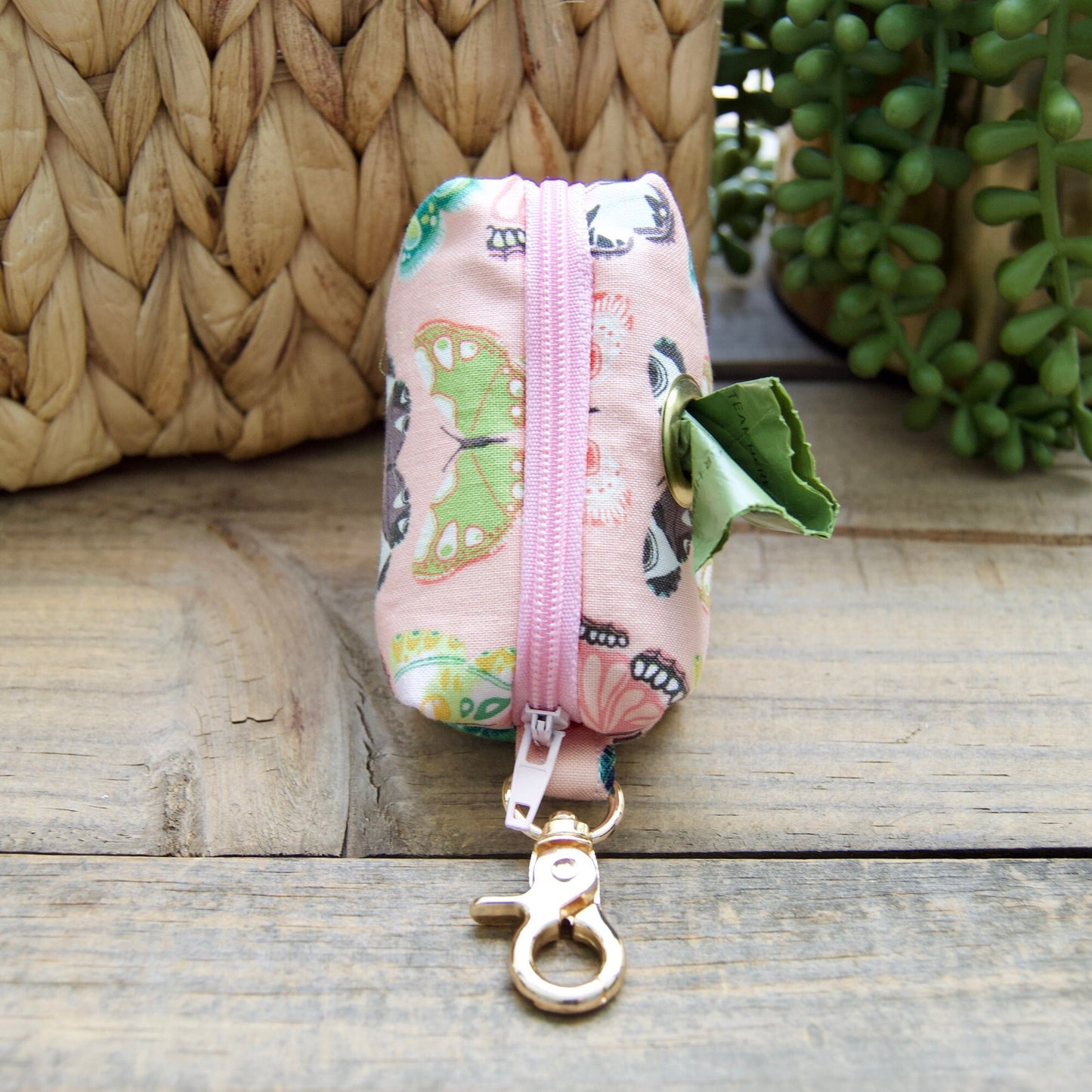 BUTTERFLY: Pink Dog Poop Bag Holder