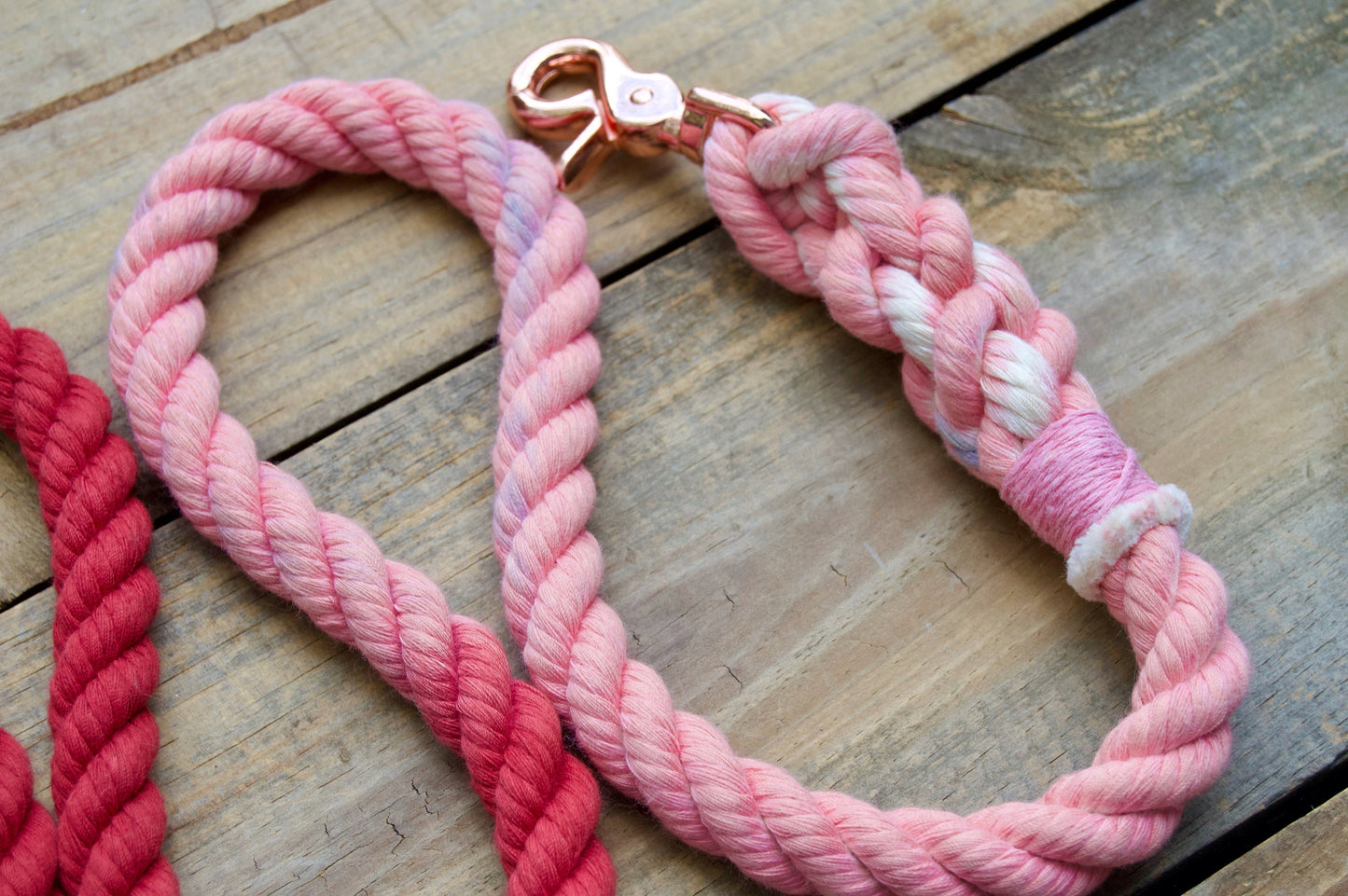 RTS: 1/2IN 6FT Teal-Maroon-Pink Rope Dog Leash