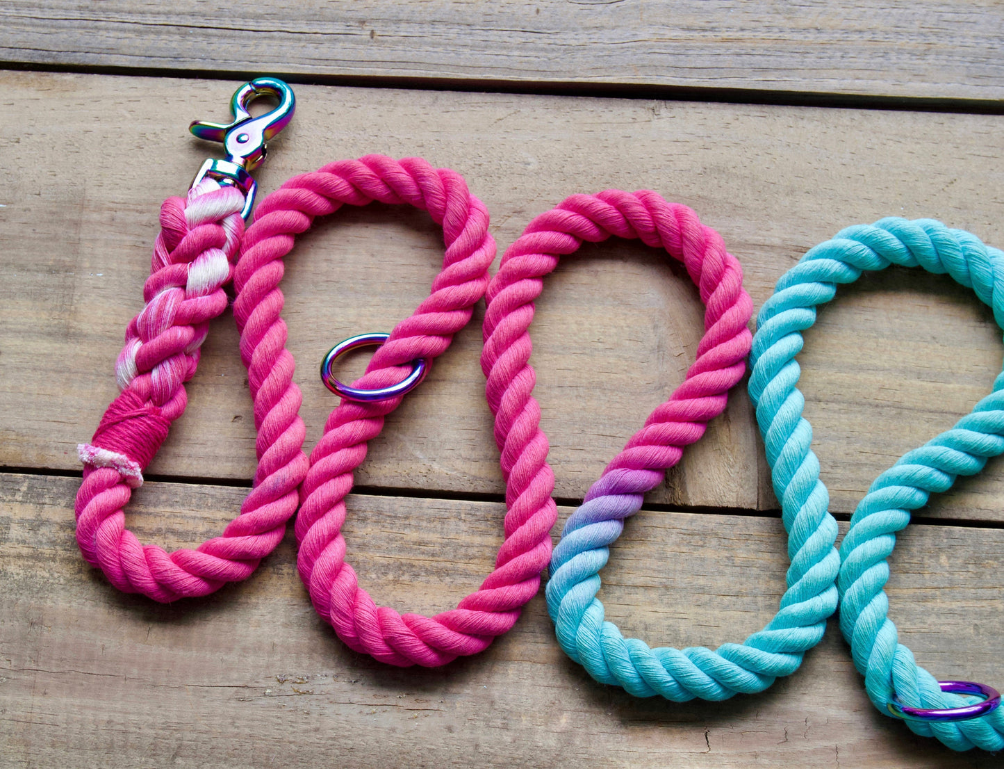 HOT PINK - AQUA Handsfree Rope Dog Leash