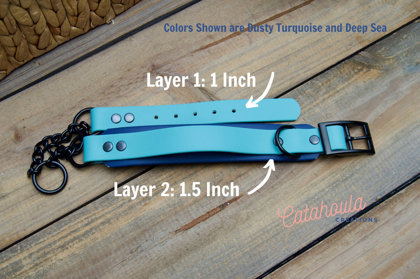Adjustable Two Color Tapered Martingale Biothane Dog Collar