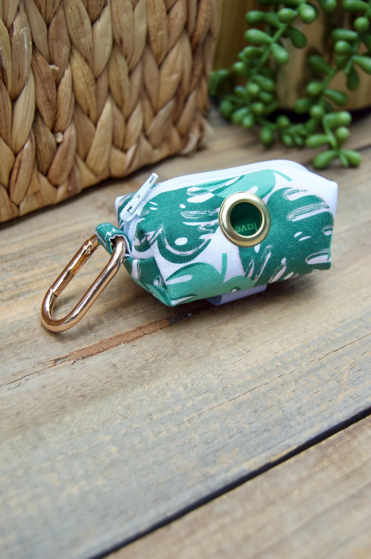 SAGE: Green Monstera Dog Poop Bag Holder