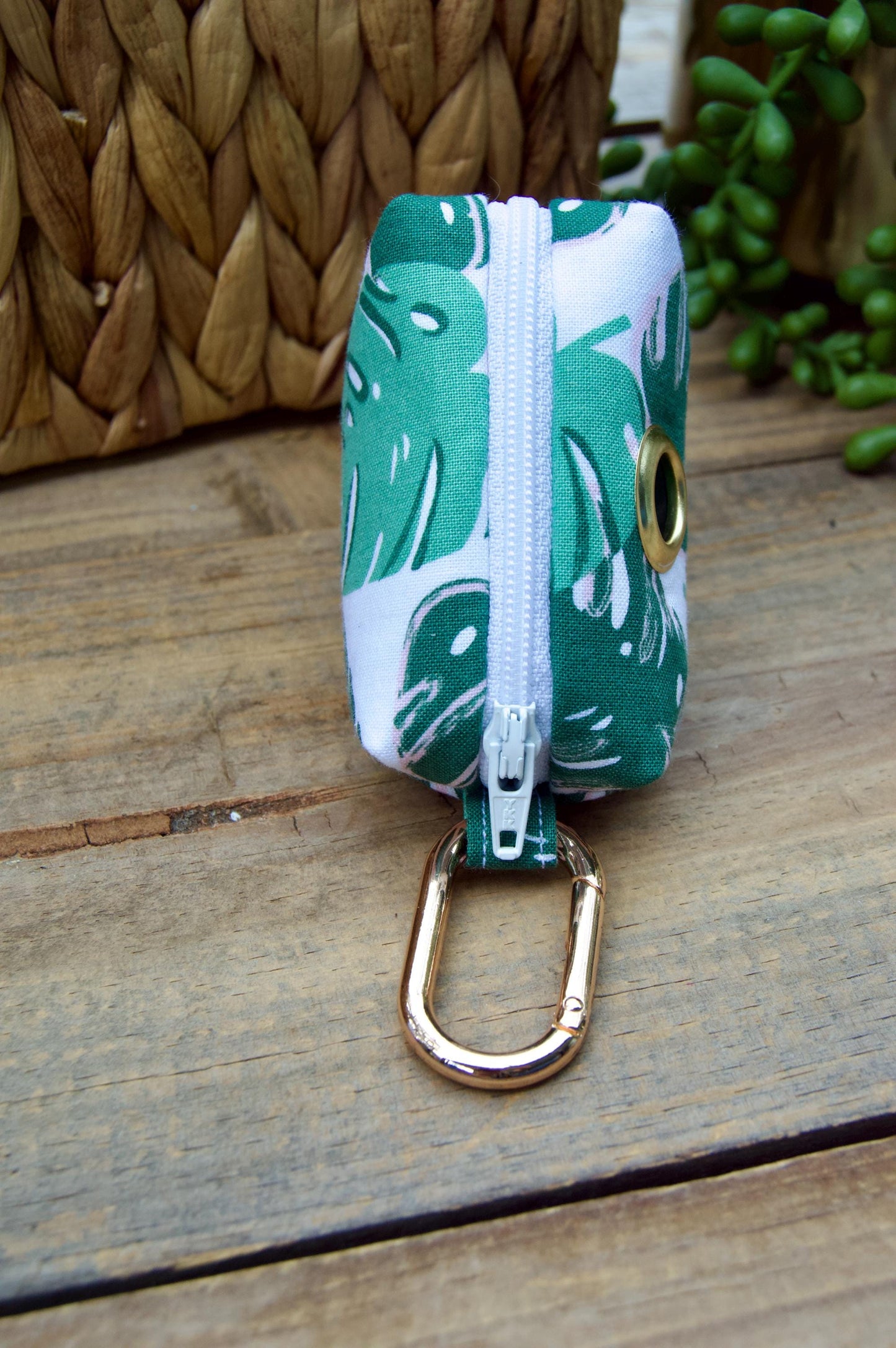 SAGE: Green Monstera Dog Poop Bag Holder