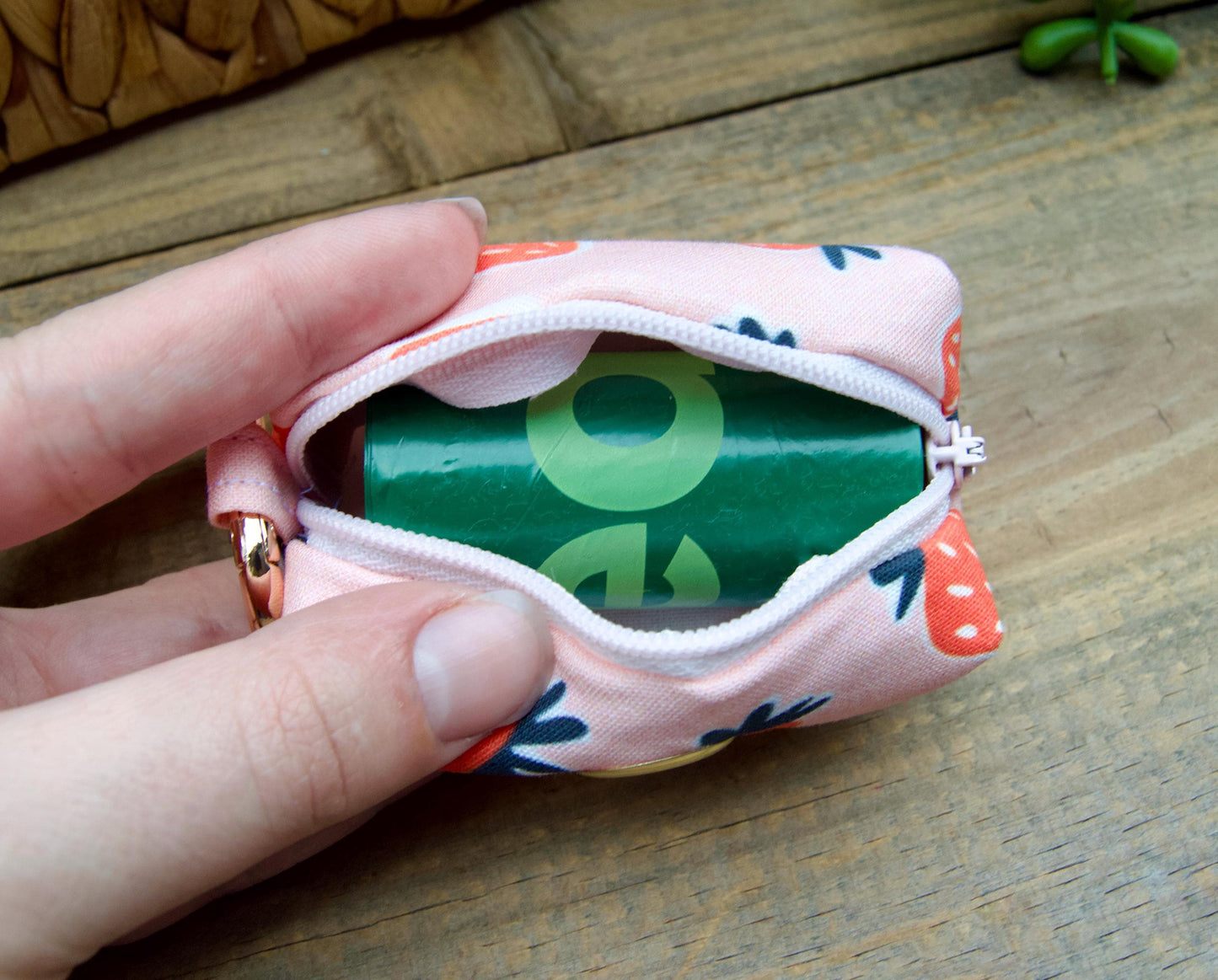 STRAWBERRY: Pink Fruit Dog Poop Bag Holder