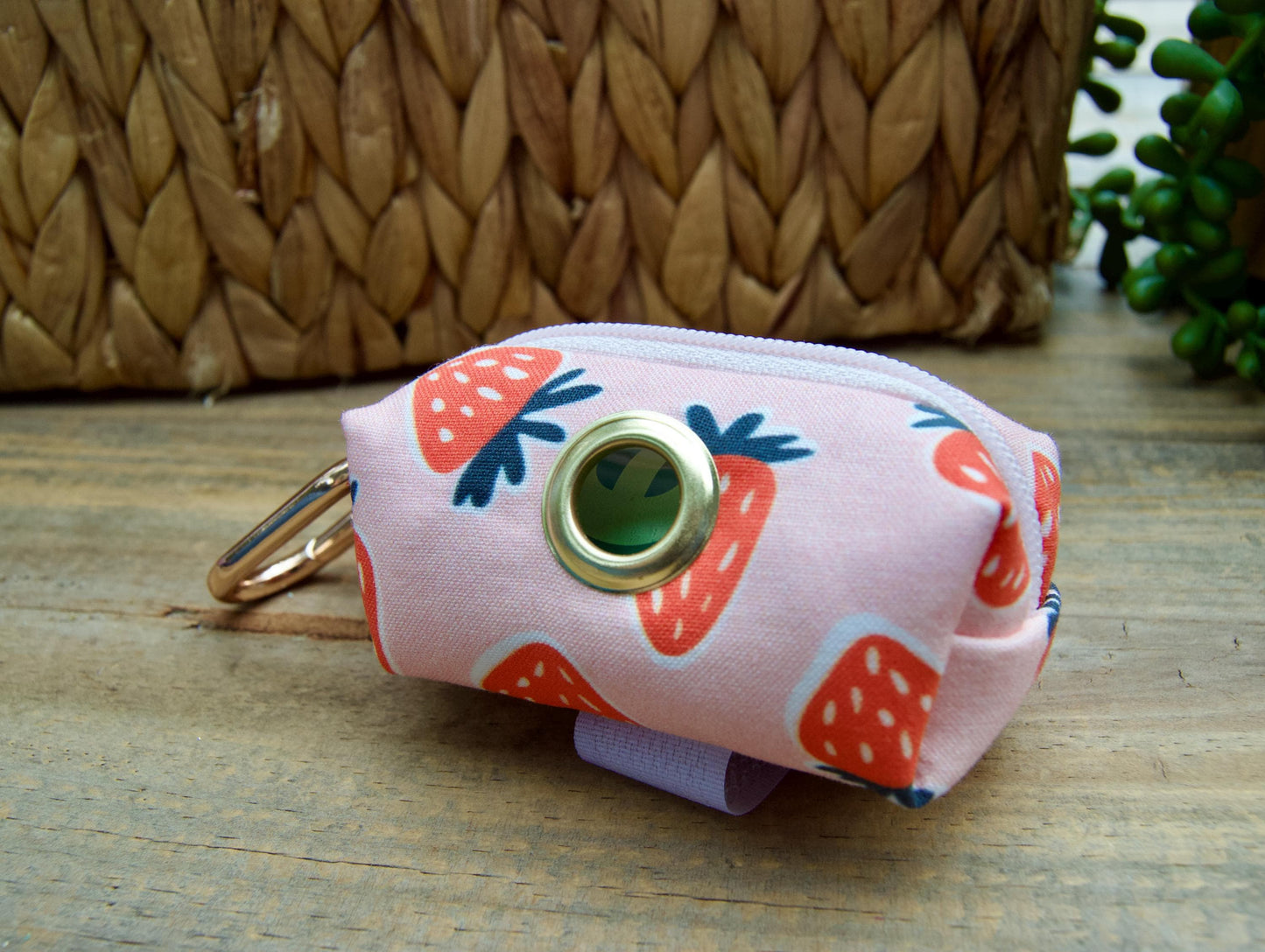 STRAWBERRY: Pink Fruit Dog Poop Bag Holder