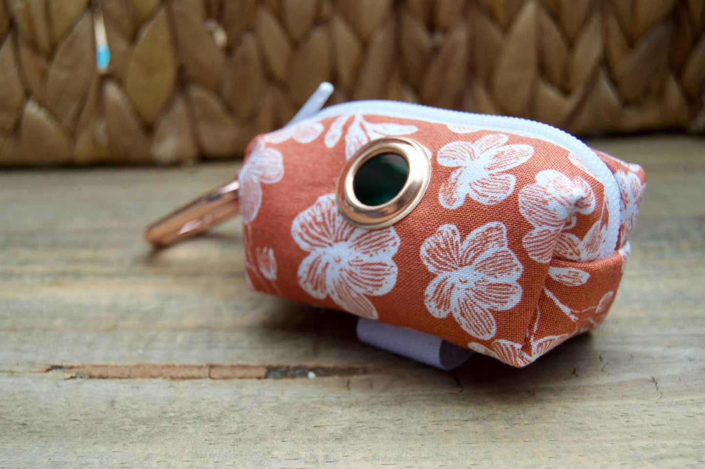BLOSSOM: Coral Cherry Blossom Floral Dog Poop Bag Holder