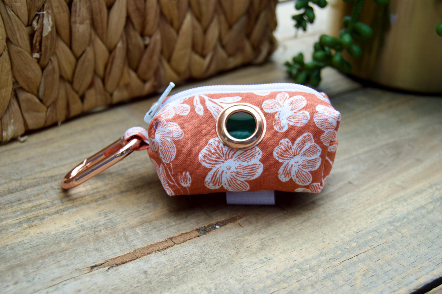 BLOSSOM: Coral Cherry Blossom Floral Dog Poop Bag Holder