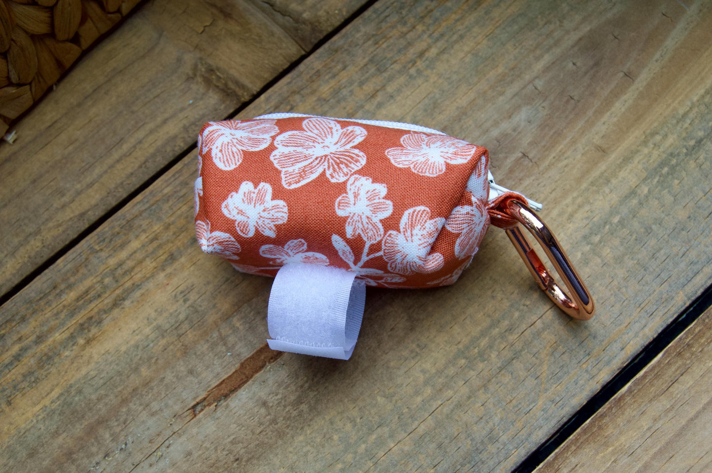 BLOSSOM: Coral Cherry Blossom Floral Dog Poop Bag Holder