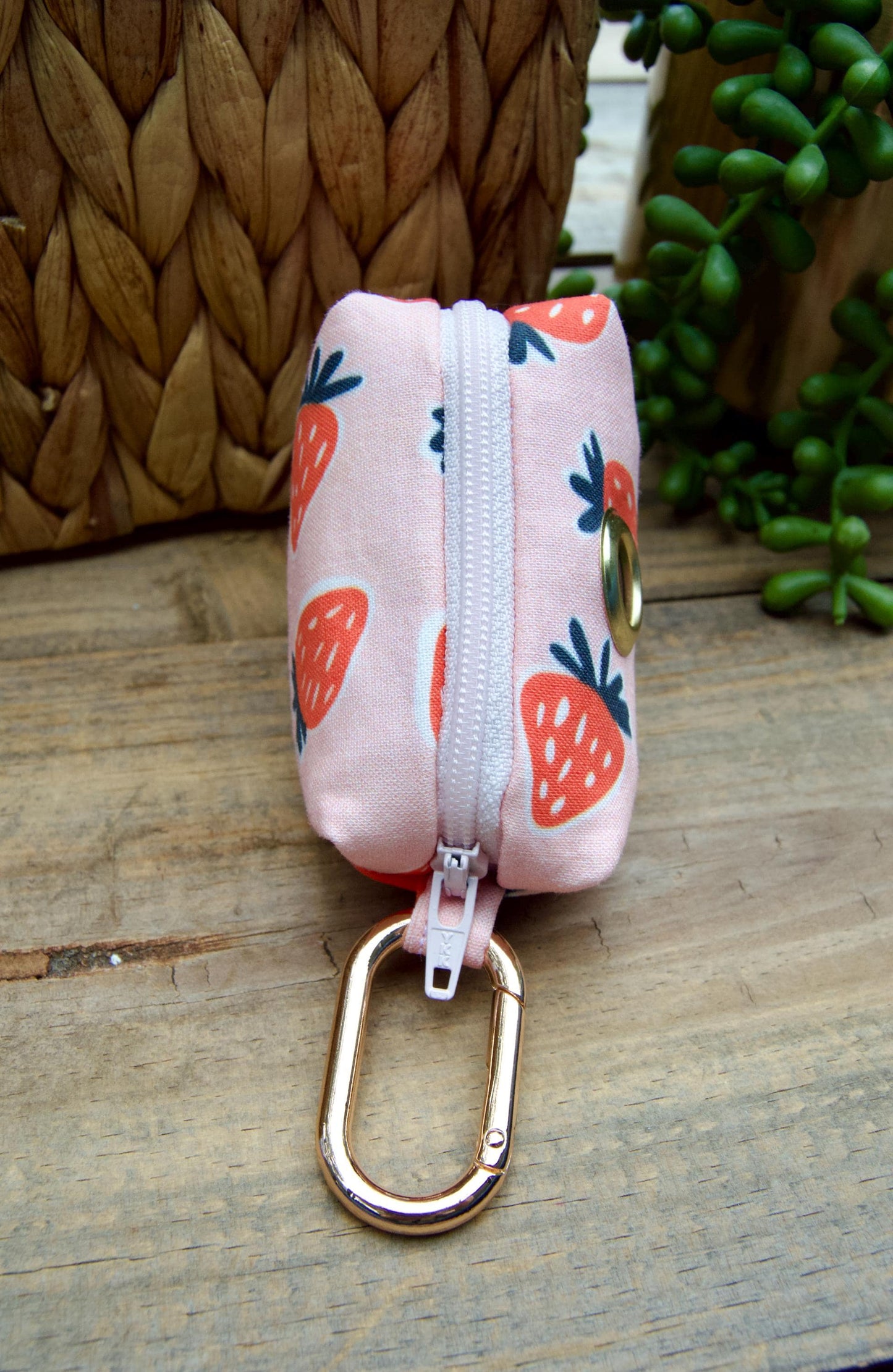 STRAWBERRY: Pink Fruit Dog Poop Bag Holder