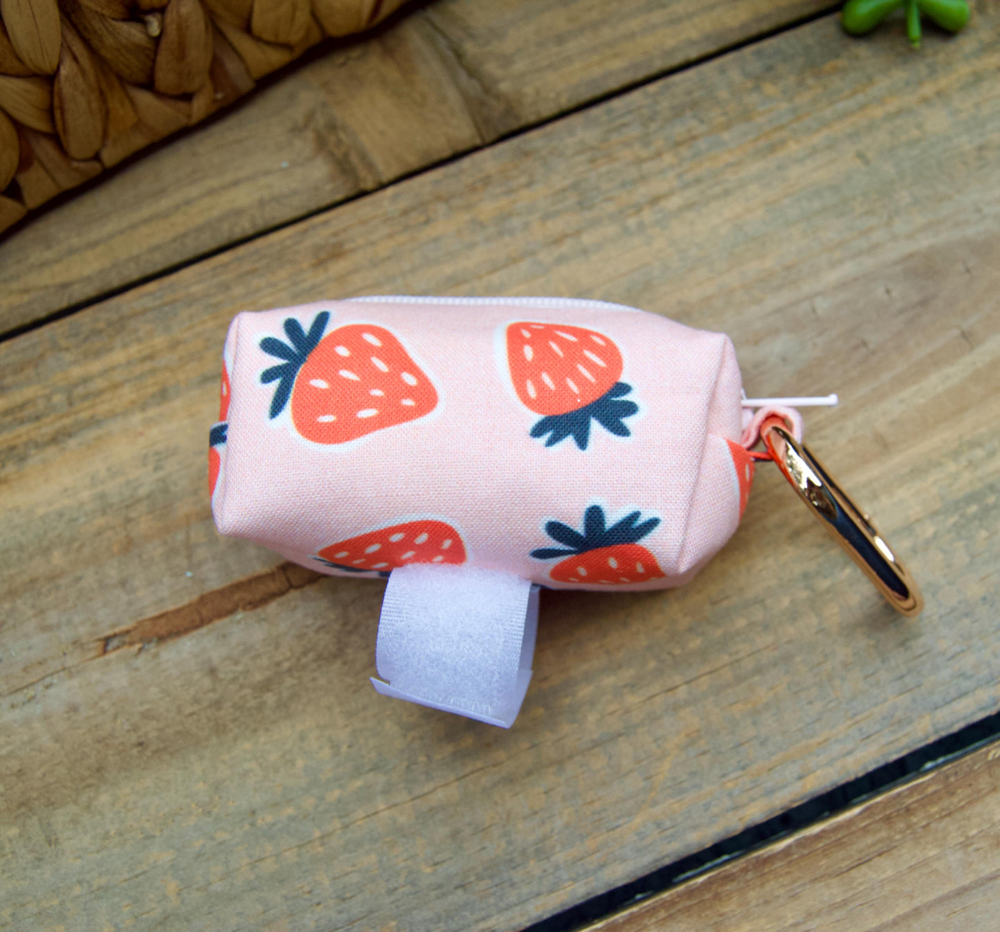 STRAWBERRY: Pink Fruit Dog Poop Bag Holder
