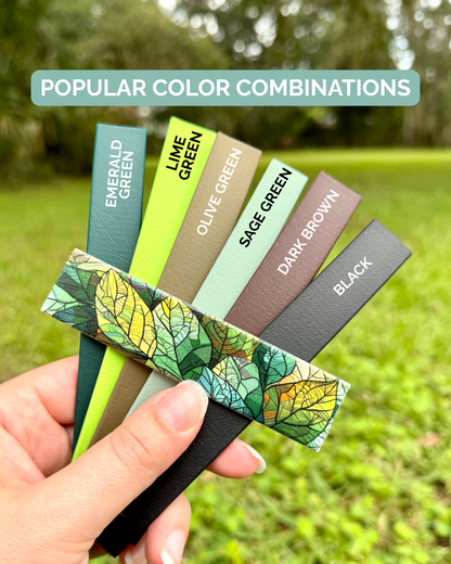 Stained Glass Leaves: Mini Printed Double Layer Biothane Dog Collar