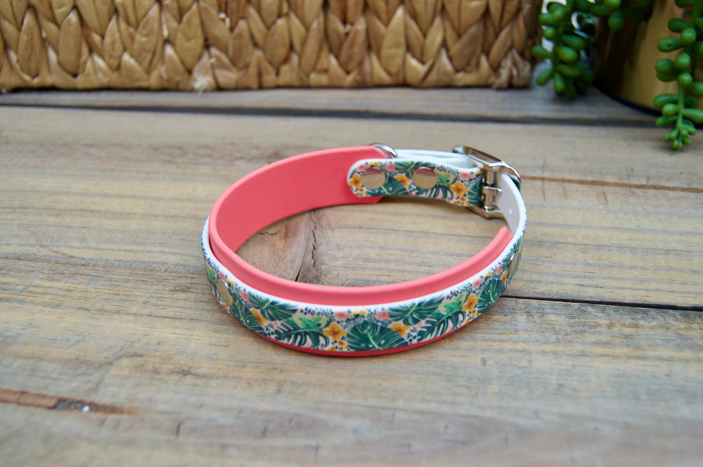 Tropical: Mini Printed Double Layer Biothane Dog Collar