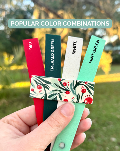 Winter Holly: Mini Printed Double Layer Biothane Dog Collar